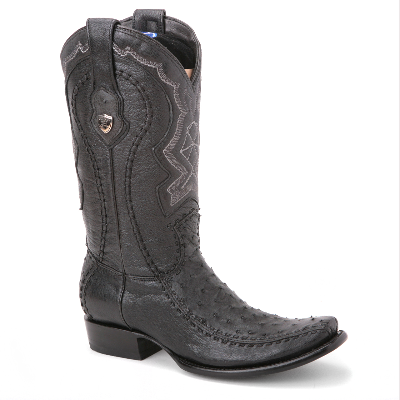 black ostrich skin boots