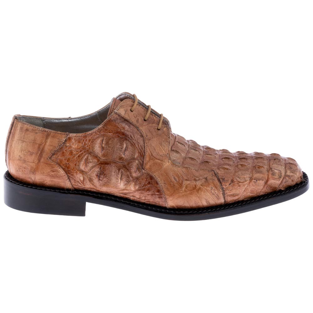 MAURI Men's Pitti Cognac Hornback & Baby Croc Leather Derby Shoes