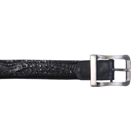 Los Altos Black Genuine Caiman Belly Belt