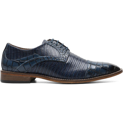 Tedesco Blue Crocodile & Lizard Print Cap Toe Oxford | Stacy  display picture 2