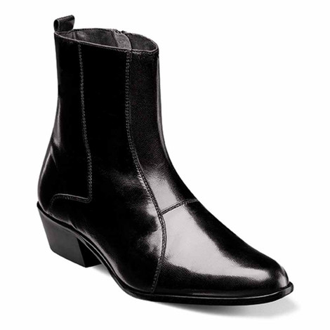 Stacy Adams Men's Santos Side Zip Black Leather Dress Boot