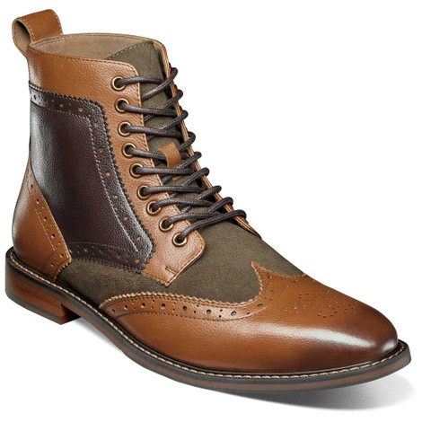 Stacy Adams Finnegan Wingtip Olive Multi Lace Up Dress Boots  display picture 1