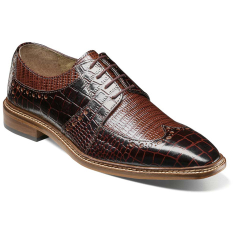 Stacy Baldwin Wingtip Oxford Mens 11 Brown Patent Lizard Embossed Dress Shoes Stacy Baldwin Patent Lizard Brown/White 162237-1 – FITOS  main image 4