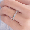 Antique Princess Cut Emerald  Diamond Wedding Band   