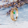 Unique Trinity Ring  Pear Shaped Emerald Diamond Wedding Ring