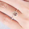 6*8mm Oval Cut Halo Rose Gold Morganite Wedding Ring