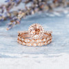 7mm Round Peachy Morganite Engagement Ring Wedding Band Set