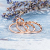 7mm Round Peachy Morganite Engagement Ring Wedding Band Set