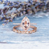 5*10mm Marquise Morganite Ring Set Engagement Ring Set