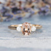 6*8mm Oval Morganite Engagement Ring Gold 3mm Moissanite Ring