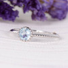 6mm Round Cut Solitaire Bridal Ring Aquamarine Wedding Ring