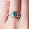  Emerald Ring Set 4*6mm Oval Cut Anniversary Ring