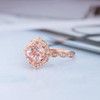 7mm Cushion Cut Art Deco Wedding Morganite Ring