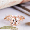 7mm Cushion Cut Diamond Wedding Morganite Ring Set