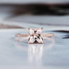 Antique Wedding Diamond Halo 7mm Princess Cut Morganite Ring