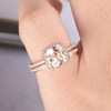 Wedding Diamond 7mm Cushion Cut Morganite Engagement Ring Set