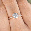 Flower Shaped Halo Diamond  6.5mm Round Moissanite Engagement Ring