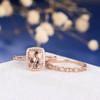 7*9mm Cushion Cut Morganite Art Deco Eternity Retro Halo Anniversary 2pcs