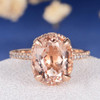 9*11mm Oval Cut Big Unique Antique Morganite Engagement Ring