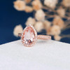 7*10 Pear Shape Peachy Pink Morganite Engagement Ring Rose Gold