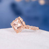 Rose Gold 6mm Cushion Cut Bridal Morganite Ring