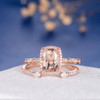 7*9mm Cushion Cut Morganite Art Deco Eternity Retro Halo Anniversary