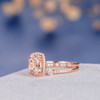 7*9mm Cushion Cut Morganite Art Deco Eternity Retro Halo Anniversary