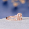 7*9mm Cushion Cut Morganite Art Deco Eternity Retro Halo Anniversary