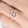 7*9mm Cushion Cut Morganite Art Deco Eternity Retro Halo Anniversary