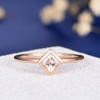 Bezel Set 4mm Princess Cut  Morganite Ring Stacking Minimalist Anniversary Ring