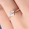 Bezel Set 4mm Princess Cut  Morganite Ring Stacking Minimalist Anniversary Ring