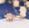 6*8mm Pink Morganite Ring Oval Cut Engagement Ring
