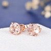 7mm Round Morganite Earring Art Deco Studs