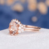 7*9mm Oval Cut Morganite Cluster Diamond Ring Custom Band Personalized