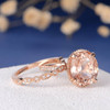 9*11mm Oval Cut Morganite Wedding Ring Anniversary Stacking 2pcs