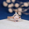 7*9mm Oval Cut Morganite Wedding Ring Rose Gold