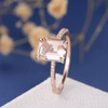 7*9 Emerald Cut  Morganite  Anniversary Solitaire  Engagement Ring