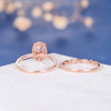 7*9mm Oval Cut Morganite Wedding Ring Anniversary 2pcs