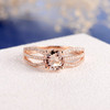 7mm Round  Solitaire Split Shank  Morganite Engagement Ring