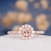 5mm Round  Morganite Flower Rose Gold Engagement Ring