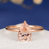 6*9mm Pear Cut  Morganite Ring Stacking Minimalist Anniversary Ring