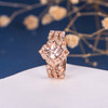 7mm Cushion Cut Morganite Halo Diamond  Bridal Set Retro 3pcs