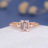 5*7mm Emerald Cut  Morganite Diamond Micro Pave  Engagement Ring