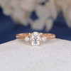 Rose Gold 5*7mm Oval Cut Moissanite Bridal Ring Three Stone Ring 