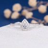5*7mm Pear Cut Moissanite Diamond Halo Engagement Ring 