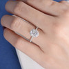 White Gold 6*8mm Oval Cut Moissanite Diamond Halo Half Eternity Engagement Ring 