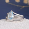 6*9mm Pear Cut Aquamarine Unique Cross Infinity Bridal Ring 