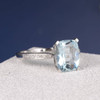 8*10mm Cushion Cut Blud  Aquamarine Anniversary Ring