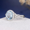 8*10mm Oval Cut  Aquamarine Split Shank Eternity Cross Engagement Ring