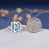 8*10mm Emerald Cut  Aquamarine Split Shank  Engagement Ring